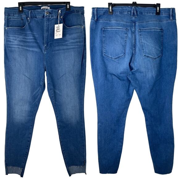 Good American Denim - New Good American Plus Size Good Waist Medium Wash Step Hem Skinny Jeans